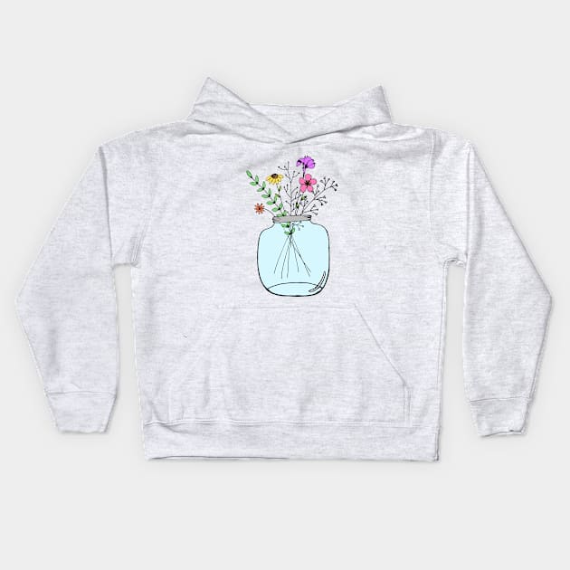 Floral Mason Jar Kids Hoodie by Lizzamour